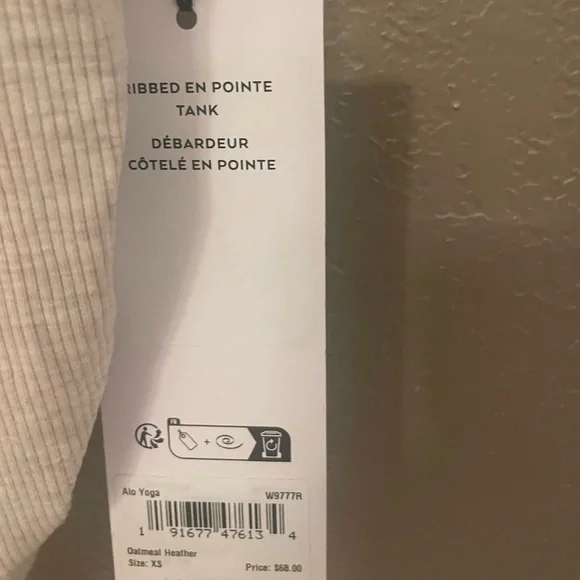 ALO Yoga Ribbed En Pointe Tank Limited: Oatmeal Heather XS NWT - Picture 6 of 7